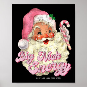 Póster Retro Groovy Big Nick Santa Energy Pink Santa Chri