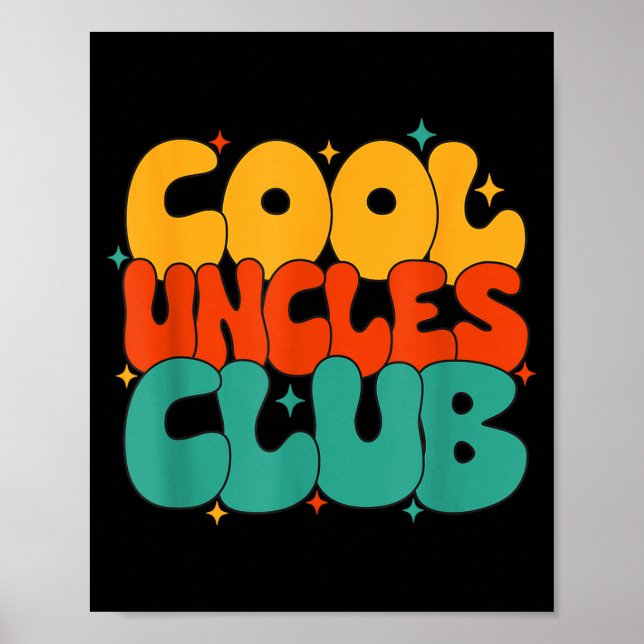 Póster Retro Groovy Cool Uncles Club Funny New Uncle  (Frente)