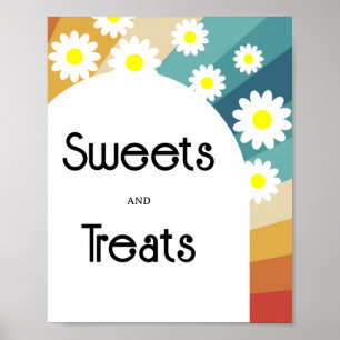 Póster Retro Groovy - Dulces y Tratamientos con ducha par