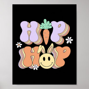 Póster Retro Groovy Easter Day Hip Hop Cute Rabbit Bunny