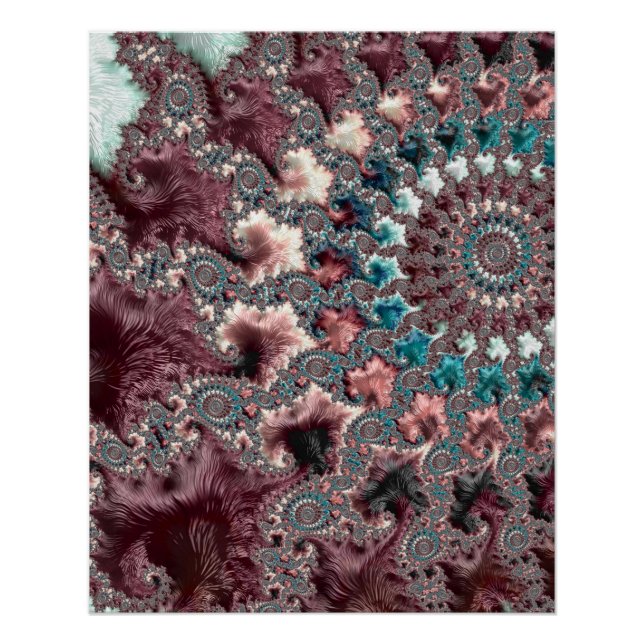 Póster Retro Groovy Ecléctico Bohemio Espiral Fractal (Anverso)