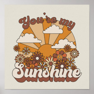 Póster Retro Groovy Eres mi Sunshine