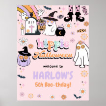 Retro Groovy Ghost Hippie Halloween cumpleaños