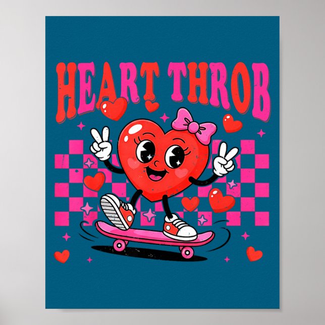 Póster Retro Groovy Heart Throb Valentines Day Toddlers G (Frente)