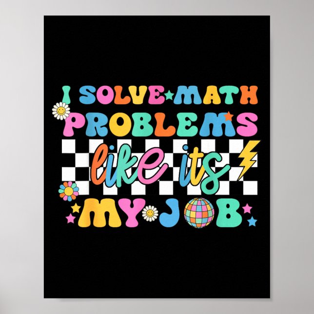 Póster Retro Groovy Math Teacher Funny Back To School Gif (Frente)