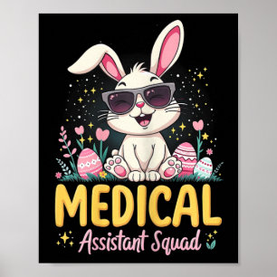 Póster Retro Groovy Medical Istant Squad Bunny Ear Flower