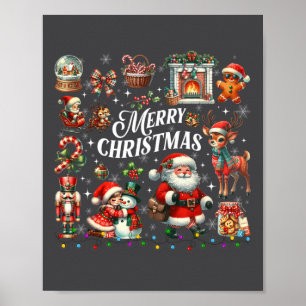 Póster Retro Groovy Navidades navideños felices vibran fe