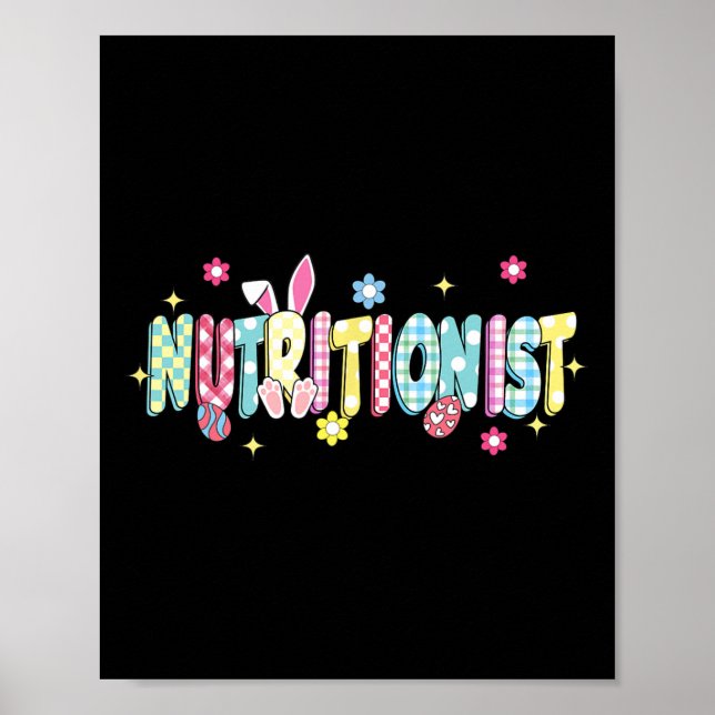 Póster Retro Groovy Nutricionista Bunny Ear Funny Easter  (Frente)