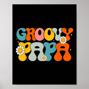 Póster Retro Groovy Papa Cumpleaños Fiesta de Familia F