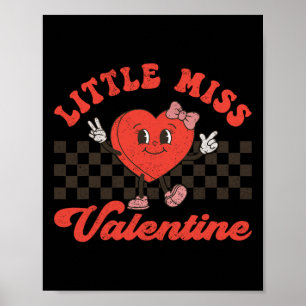 Póster Retro Groovy Pequeña Señorita Valentine Para Chica