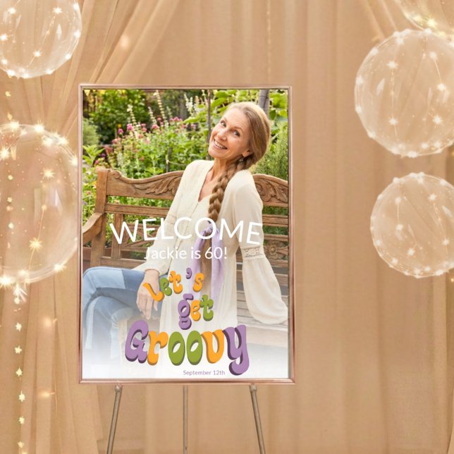 Póster Retro Groovy Photo 60th Birthday Party (Subido por el creador)