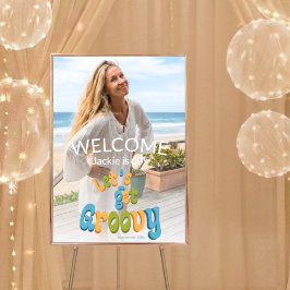 Póster Retro Groovy Photo 60th Birthday Party