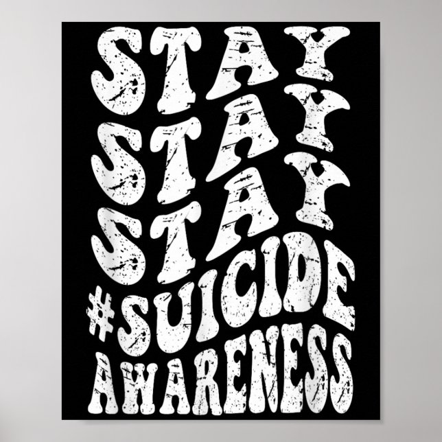 Póster Retro Groovy Stay Stay Stay Suicide Awareness Suic (Frente)