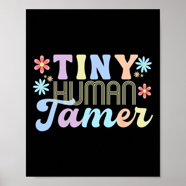 Póster Retro Groovy Tiny Human Tamer School Apparel For T (Frente)