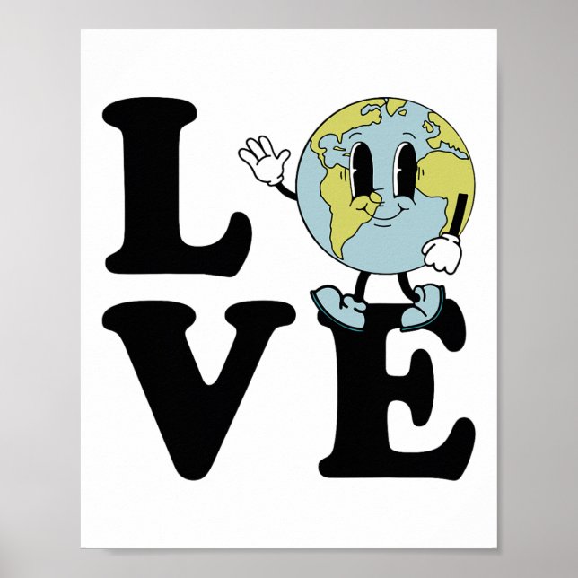 Póster Retro Groovy World Love Earth Day Environmental (Frente)