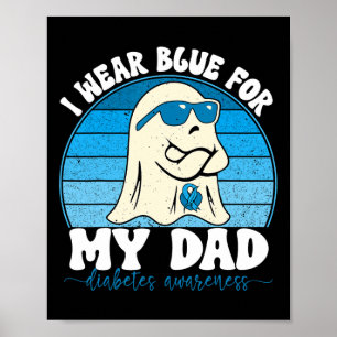 Póster Retro Groovy Yo Uso Azul Para Mi Papá Diabetes T1d