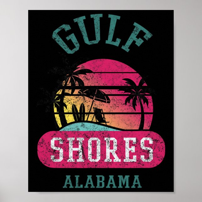 Póster Retro Guay Gulf Shings Original Alabama Beach Grap (Frente)