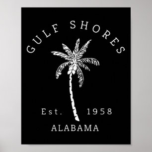 Póster Retro Guay Gulf Shores Al Beach Palm Tree Graphic