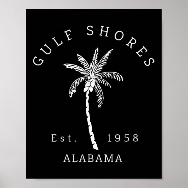 Póster Retro Guay Gulf Shores Al Beach Palm Tree Graphic (Frente)