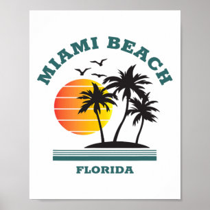 Póster Retro Guay Miami Beach Mens Womens Florida Beach