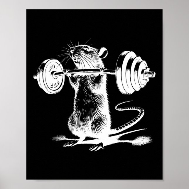 Póster Retro Gym Rat Fitness Bodybuilding Workout Weight  (Frente)