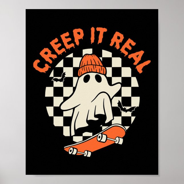 Póster Retro Halloween Creep It Real Ghost Boy Fall Seaso (Frente)