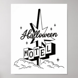 Póster Retro Halloween Motel Shirt Creepy Vintage