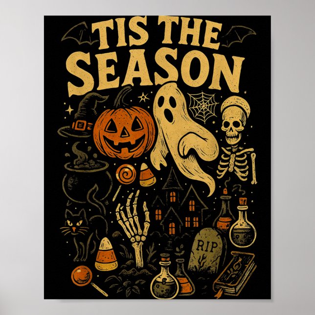 Póster Retro Halloween Tis' The Season  (Frente)