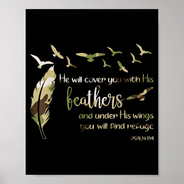 Póster Retro He Will Cover You With His Beathers Jesus Re (Frente)