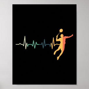 Póster Retro Heartbeat Badminton Player Shuttle Trainer R