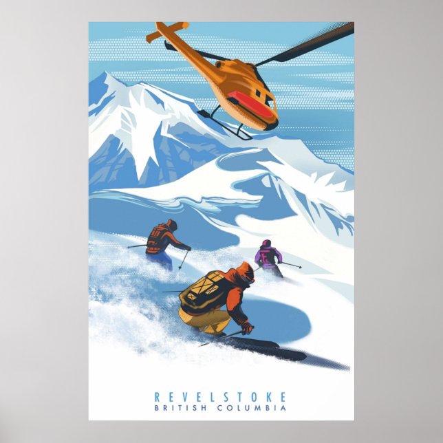 PÓSTER RETRO HELISKI REVELSTOKE SKI (Frente)
