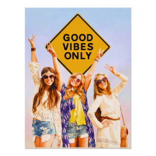 Póster Retro Hippie de Buenas Vibraciones
