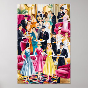 Póster Retro Holiday Cocktail Fiesta