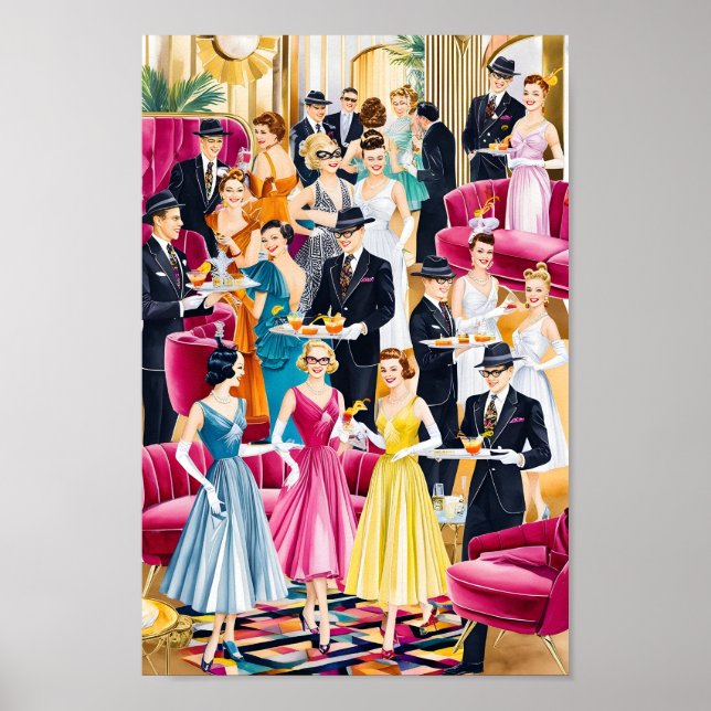 Póster Retro Holiday Cocktail Fiesta (Frente)