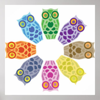 Póster Retro Hoot Owl Print