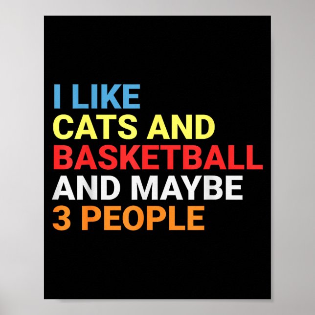 Póster Retro I Like Cats And Basketball Lover Funny Cat  (Frente)