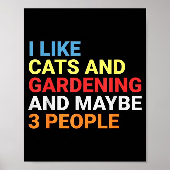 Póster Retro I Like Cats And Gardening Lover Plant Funny  (Frente)