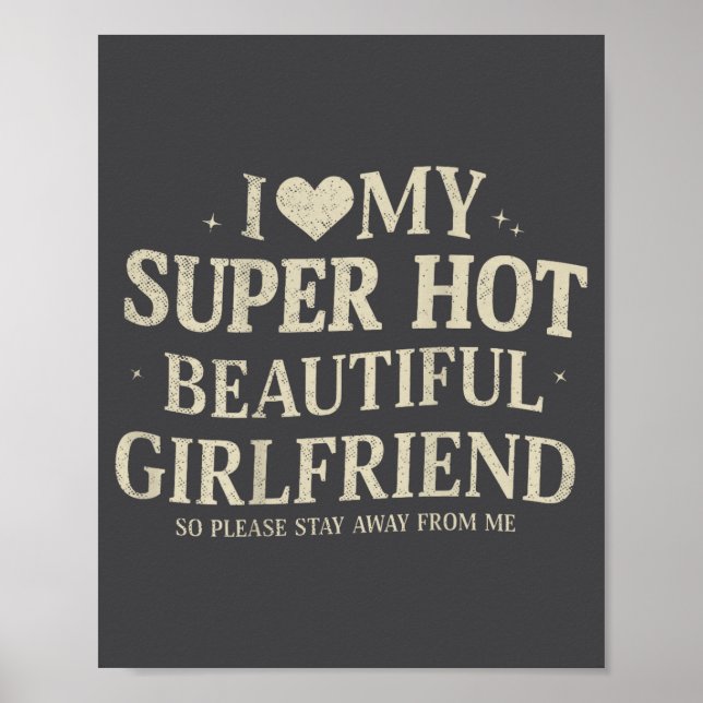 Póster Retro I Love My Super Hot Beautiful Girlfriend Val (Frente)