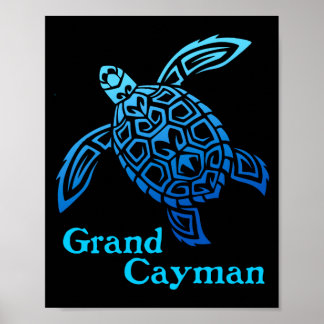 Póster Retro Islas Caimán tortuga marina tribal
