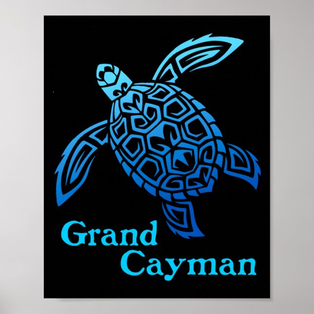 Póster Retro Islas Caimán tortuga marina tribal (Frente)