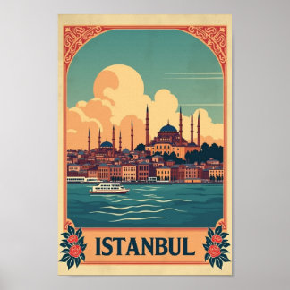 Póster Retro Istanbul: Where East Meets West