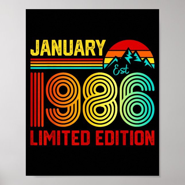 Póster Retro January 1986 Limited Edition 40-year-old 40t (Frente)