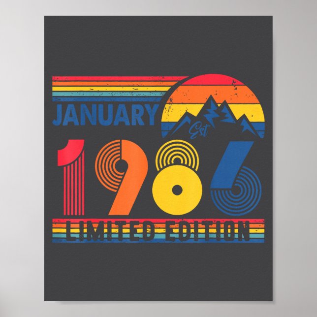 Póster Retro January 1986 Limited Edition 40 Year Old 40t (Frente)