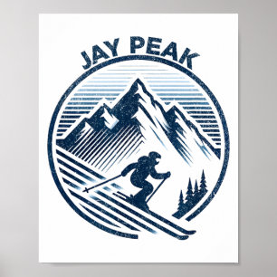 Póster Retro jay peak vermont esquí esquiador azul vintag