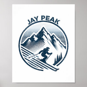 Póster Retro Jay Peak Vermont Skier Blue Vintage M