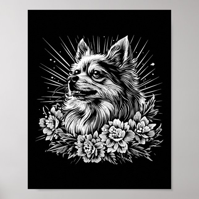Póster Retro Keeshond Dog Lover Tattoo Style (Frente)