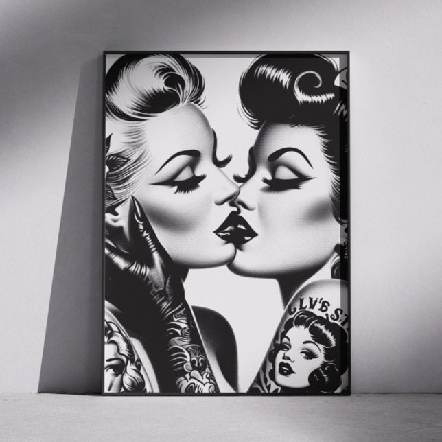 Póster Retro Kissing Pin-ups (Subido por el creador)