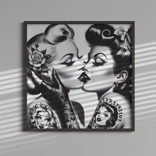 Póster Retro Kissing Pin-ups (Subido por el creador)