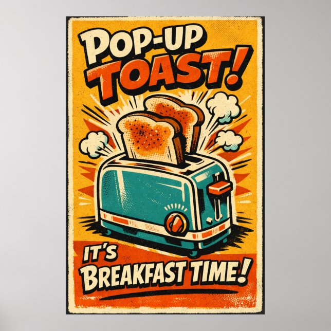 Póster Retro Kitchen Toaster Poster – Pop-Up Toast Breakf (Frente)