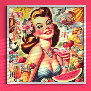 Póster Retro Kitsch Cute Pinup